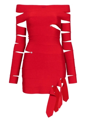 Off-White crystal-embellished mini dress - Red