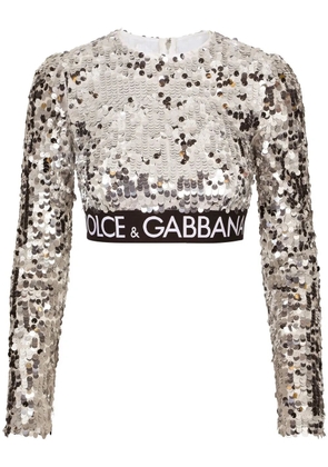 Dolce & Gabbana sequin-embellished crop top - Silver