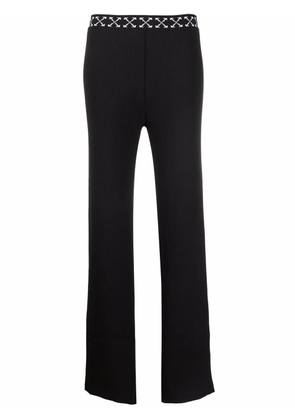 Off-White Arrows-waistband ribbed trousers - Black