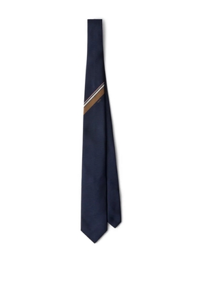 Prada stripe-detail silk tie - Blue