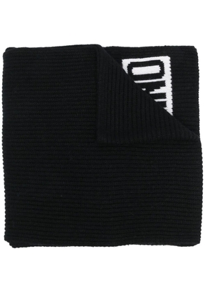 Moschino intarsia-logo knit scarf - Black