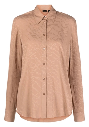 PINKO logo-print satin-finish shirt - Neutrals