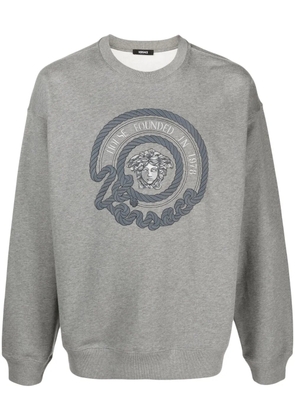 Versace Medusa-embroidered cotton sweatshirt - Grey