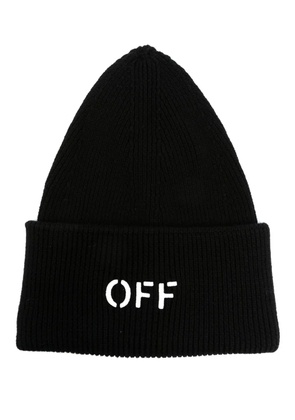 Off-White Off Stamp ribbed-knit beanie - Black