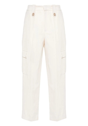 TWINSET logo-plaque twill trousers - Neutrals