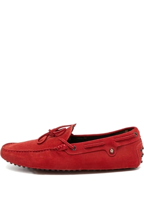 Tod's calf suede tie slip-ons - Red