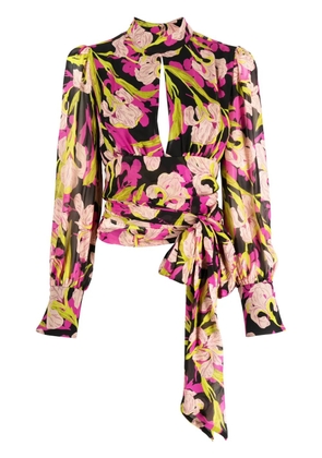 PINKO floral-print long-sleeve blouse - Black