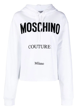 Moschino logo-print cropped hoodie - White
