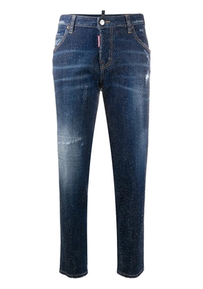 DSQUARED2 studded cropped skinny-fit jeans - Blue