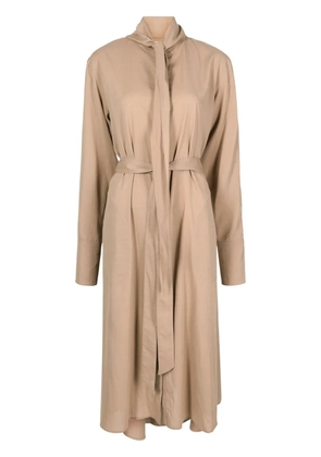 Peter Do belted-waist button-down dress - Neutrals