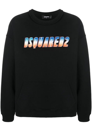 DSQUARED2 glittery logo crew neck sweatshirt - Black