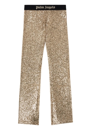 Palm Angels sequin-design flared trousers - Gold