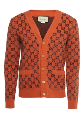 Gucci Pre-Owned GG-jacquard button-down cardigan - Orange