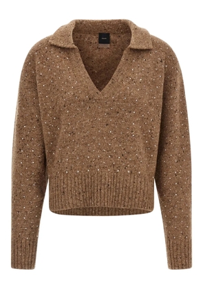PINKO Nibani rhinestone-embellished sweater - Brown