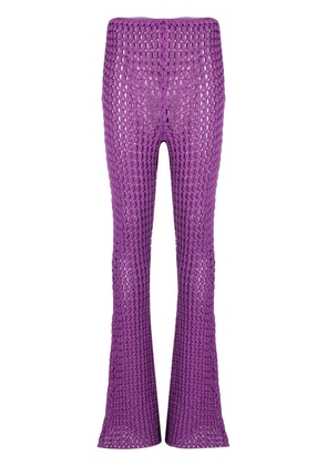 Moschino crochet-knit flared trousers - Purple
