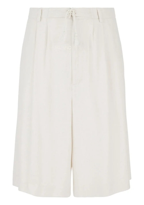 GCDS logo-embroidered pleated bermuda shorts - Neutrals