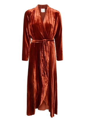 Forte Forte pleated velvet midi dress - Orange