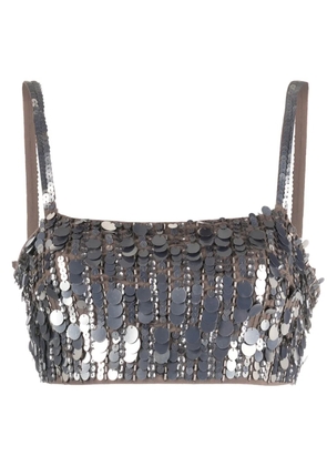 P.A.R.O.S.H. sequin-embellished cropped tank top - Brown