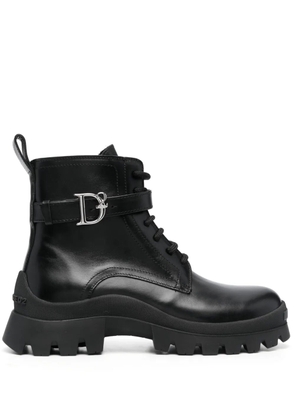 DSQUARED2 logo-buckle leather ankle boots - Black