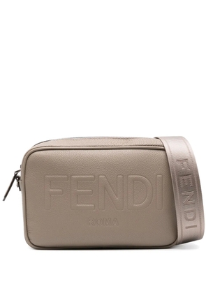 FENDI logo-embossed leather camera case - Brown