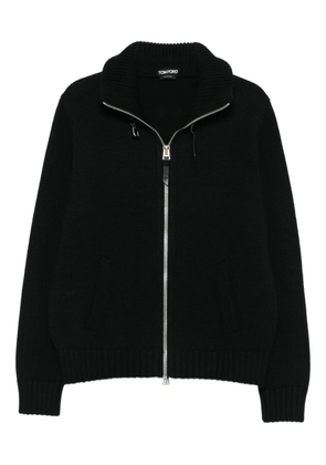 TOM FORD zip-front ribbed wool jacket - Black