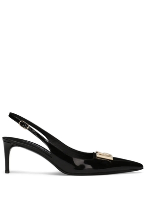Dolce & Gabbana 60mm logo-plaque slingback pumps - Black