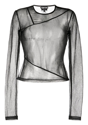 TOM FORD sheer ribbed long-sleeve jersey top - Black
