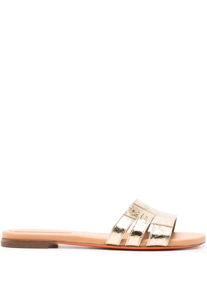 Santoni open-toe flat slides - Gold