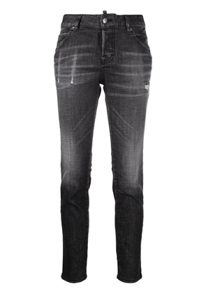 DSQUARED2 distressed-effect logo-patch denim jeans - Black