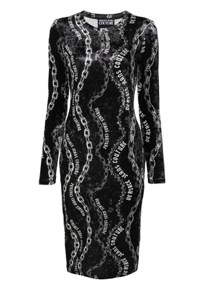 Versace Jeans Couture Chain Couture-print midi dress - Black