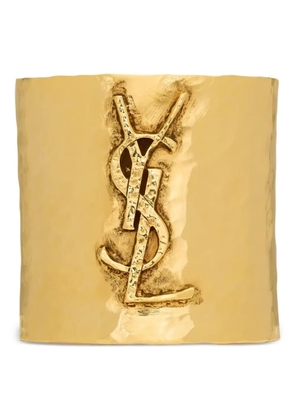 Saint Laurent Cassandre-logo hammered cuff bracelet - Metallic