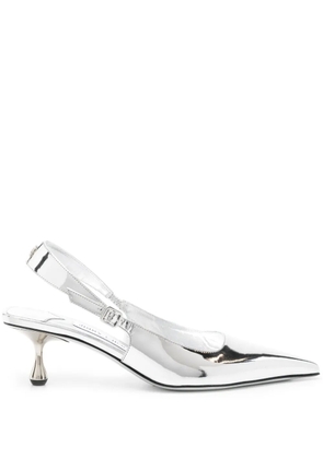 Jimmy Choo Amel 50mm metallic-leather pumps - Silver