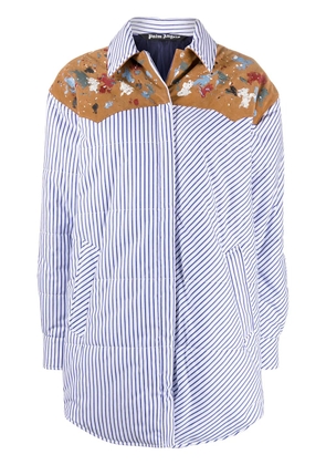 Palm Angels vertical-stripe padded shirt jacket - Blue