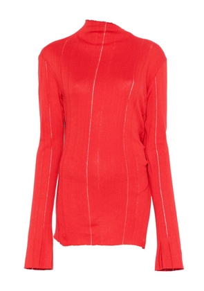 Jade Cropper slit-detail knitted top - Red