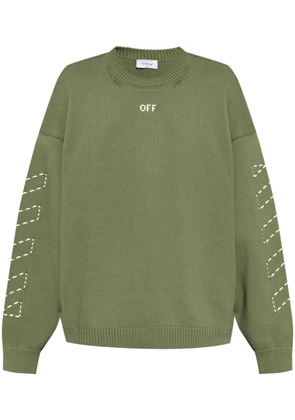 Off-White embroidered-logo knitted jumper - Green
