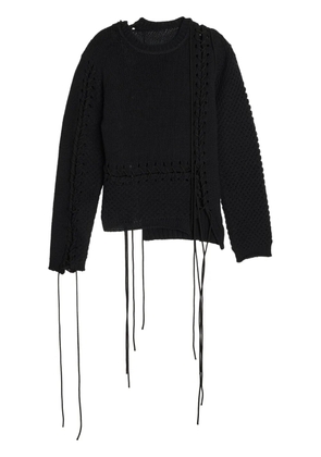 Y's lace-up distressed jumper - Black