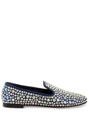 Giuseppe Zanotti Evangeline rhinestone-embellished suede loafers - Blue