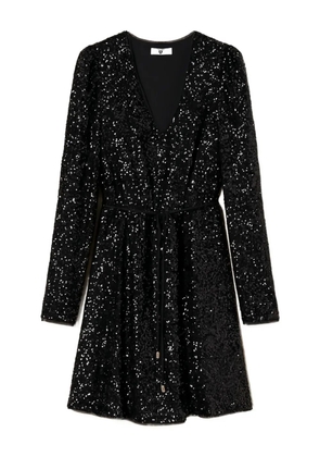 TWINSET sequin puff-sleeve mini dress - Black