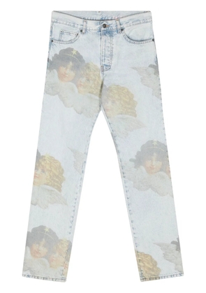 Fiorucci Angel-print mid-rise straight jeans - Blue