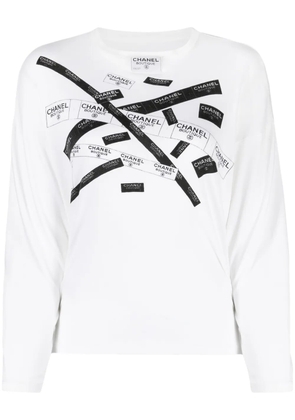 CHANEL Pre-Owned 2016 logo-print cotton T-shirt - White