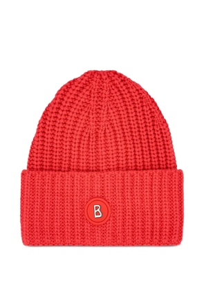 BOGNER ribbed logo-patch hat - Red