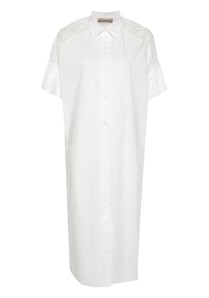 Gentry Portofino sheer-panelled shirt maxi dress - White