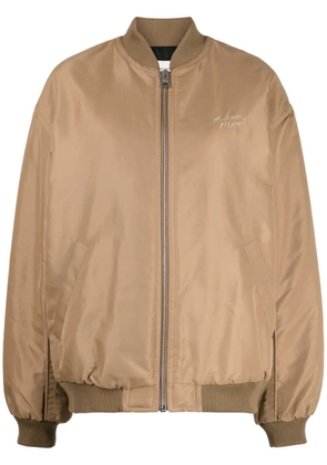 Maison Kitsuné logo-embroidered zipped bomber jacket - Brown