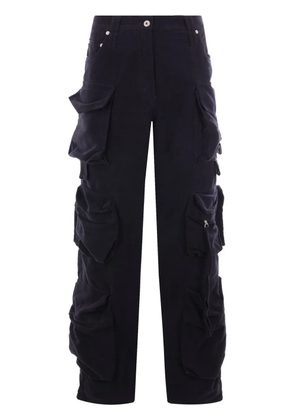 FEDERICO CINA Moleskin mid-rise cargo jeans - Blue