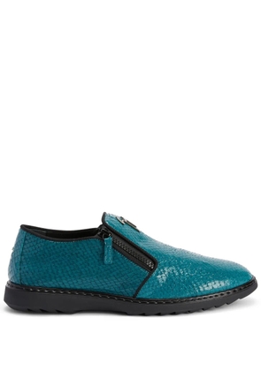 Giuseppe Zanotti snake-skin effect leather loafers - Blue