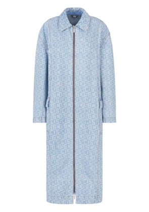 GCDS logo-jacquard denim coat - Blue