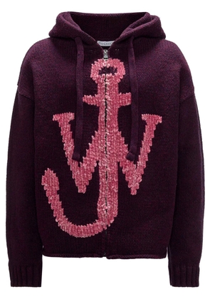 JW Anderson anchor-logo zip hoodie - Purple