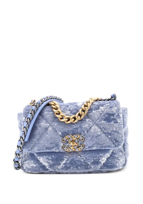 CHANEL Pre-Owned 19 Flap Bag Quilted Sequins Medium shoulder bag - Blue