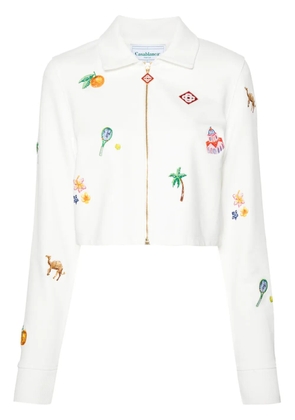 Casablanca Elements En Crayon cropped jacket - White