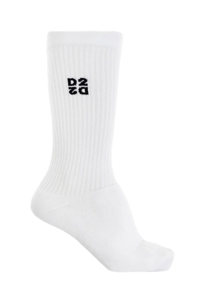 DSQUARED2 logo-embroidered ribbed socks - White